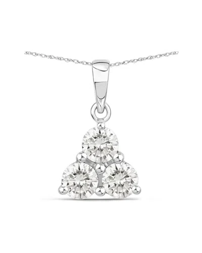 Diana M Lab Grown Diamonds Diana M 14k 1.02 Ct. Tw. Lab-grown Diamond Three-stone Pendant In Metallic
