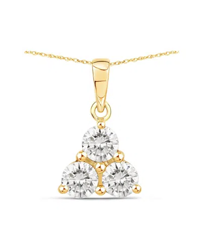 Diana M Lab Grown Diamonds Diana M 14k 1.02 Ct. Tw. Lab-grown Diamond Three-stone Pendant In Gold