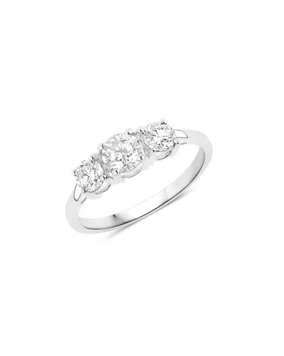 Diana M Lab Grown Diamonds Diana M 14k 1.10 Ct. Tw. Lab-grown Diamond & Lab-grown Ruby Three-stone Ring In Metallic