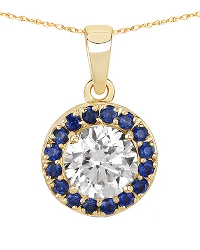 Diana M Lab Grown Diamonds Diana M 14k 1.32 Ct. Tw. Lab-grown Diamond & Lab-grown Sapphire Circle Pendant In Gold