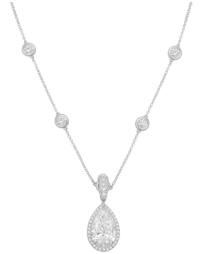 Diana M Lab Grown Diamonds Diana M. 14k 3.00 Ct. Tw. Halo Pendant In Metallic