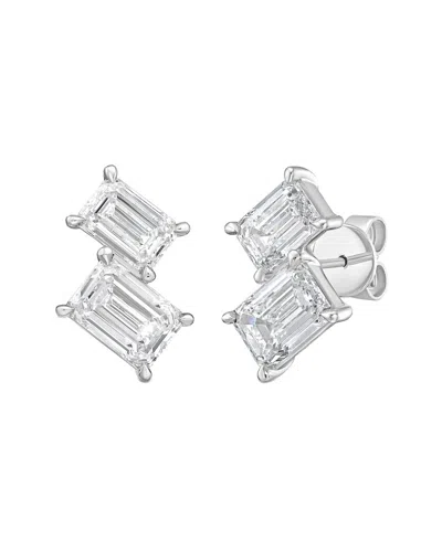 Diana M Lab Grown Diamonds Diana M. 14k 15.00 Ct. Tw. Lab-grown Diamond Two-stone Earrings In Silver