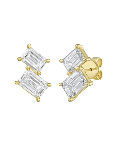 Diana M Lab Grown Diamonds Diana M. 14k 15.00 Ct. Tw. Lab-grown Diamond Two-stone Earrings In Gold
