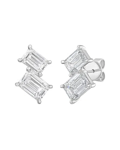 Diana M Lab Grown Diamonds Diana M. 14k 3.00 Ct. Tw. Lab-grown Diamond Two-stone Earrings In Silver