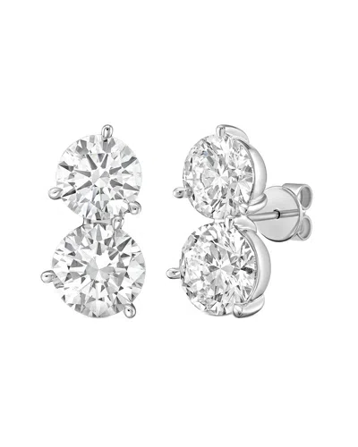 Diana M Lab Grown Diamonds Diana M. 14k 3.00 Ct. Tw. Lab-grown Diamond Two-stone Earrings In Silver