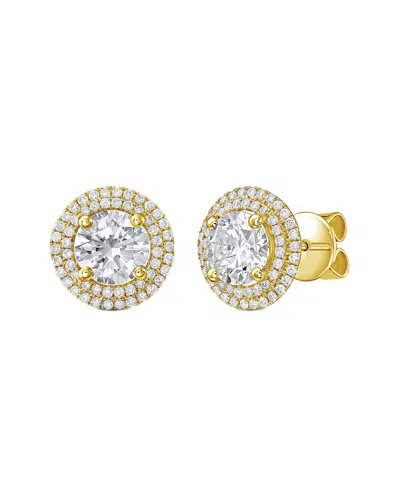 Diana M Lab Grown Diamonds Diana M. 14k 4.00 Ct. Tw. Lab-grown Diamond Halo Earrings In Gold