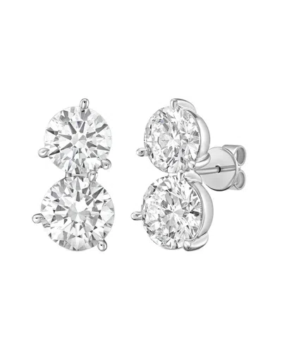 Diana M Lab Grown Diamonds Diana M. 14k 4.00 Ct. Tw. Lab-grown Diamond Two-stone Earrings In Silver
