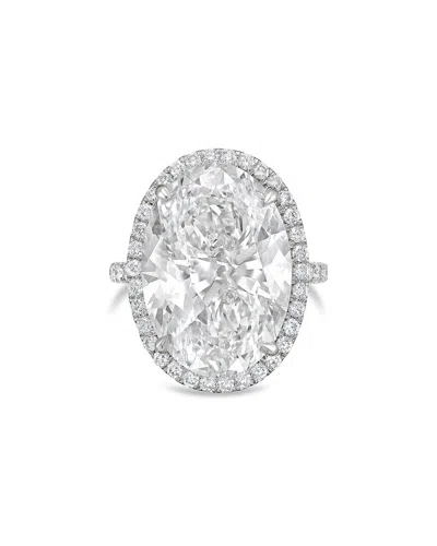 Diana M Lab Grown Diamonds Diana M. 14k 4.50 Ct. Tw. Lab-grown Diamond Halo Ring In Silver