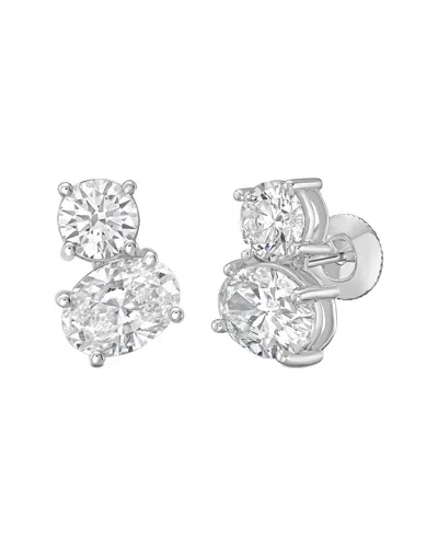 Diana M Lab Grown Diamonds Diana M. 14k 5.00 Ct. Tw. Lab-grown Diamond Two-stone Earrings In Silver