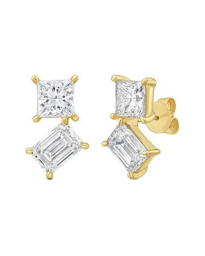 Diana M Lab Grown Diamonds Diana M. 14k 7.00 Ct. Tw. Lab-grown Diamond Two-stone Earrings In Brown