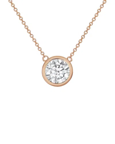 Diana M Lab Grown Diamonds Diana M. 14k Rose Gold 12.00 Ct. Tw. Lab-grown Diamond Solitaire Bezel Pendant