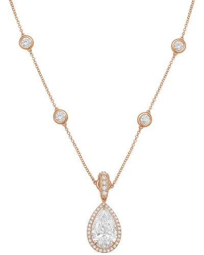Diana M Lab Grown Diamonds Diana M. 14k Rose Gold 17.25 Ct. Tw. Lab-grown Diamond Pendant Necklace In Orange