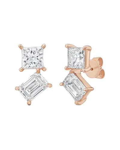 Diana M Lab Grown Diamonds Diana M. 14k Rose Gold 7.00 Ct. Tw. Lab-grown Diamond Two-stone Earrings