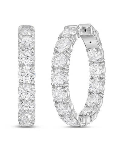 Diana M Lab Grown Diamonds Diana M. 18k 10.45 Ct. Tw. Lab-grown Diamond Hoop Earrings In Silver