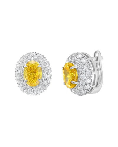 Diana M Lab Grown Diamonds Diana M. 18k 3.44 Ct. Tw. Lab-grown Diamond Fashion Earrings In Pattern