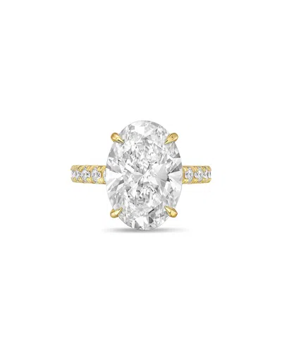 Diana M Lab Grown Diamonds Diana M. 18k 5.50 Ct. Tw. Lab-grown Diamond Pavé Solitaire Ring In Gold