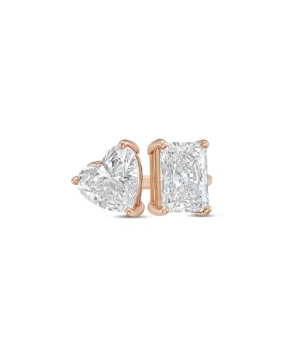 Diana M Lab Grown Diamonds Diana M. 18k Rose Gold 12.00 Ct. Tw. Two-stone Ring In Transparent