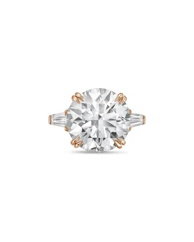Diana M Lab Grown Diamonds Diana M. 18k Rose Gold 16.00 Ct. Tw. Lab-grown Diamond Three-stone Ring In White