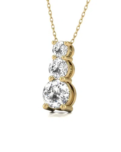 Diana M Lab Grown Diamonds Diana M. Fine Jewelry 14k 1.00 Ct. Tw. Lab Grown Diamond Three-stone Pendant In Gold
