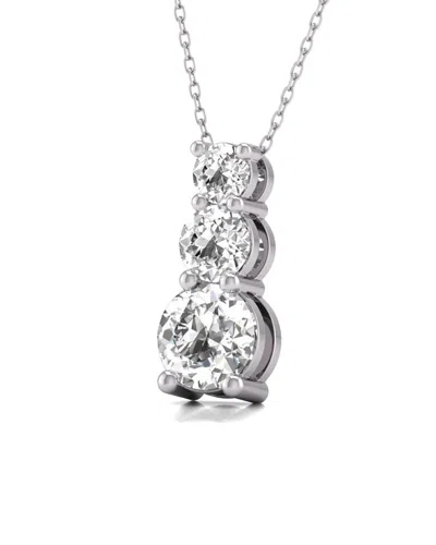 Diana M Lab Grown Diamonds Diana M. Fine Jewelry 14k 1.00 Ct. Tw. Lab Grown Diamond Three-stone Pendant In Metallic