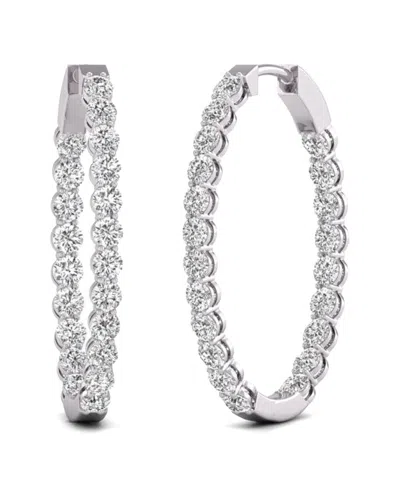 Diana M Lab Grown Diamonds Diana M. Fine Jewelry 14k 10.00 Ct. Tw. Lab Grown Diamond Hoops In Metallic