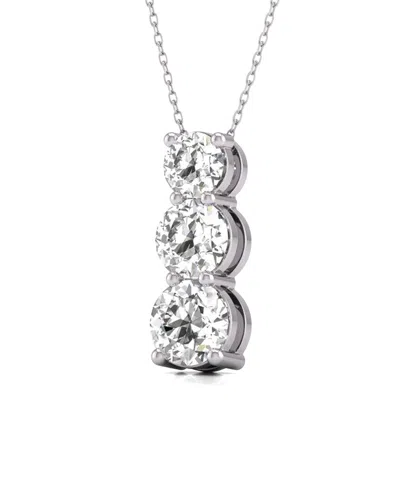 Diana M Lab Grown Diamonds Diana M. Fine Jewelry 14k 2.00 Ct. Tw. Lab Grown Diamond Three-stone Pendant In Metallic