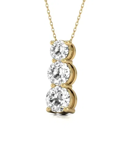 Diana M Lab Grown Diamonds Diana M. Fine Jewelry 14k 2.00 Ct. Tw. Lab Grown Diamond Three-stone Pendant In Gold