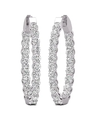 Diana M Lab Grown Diamonds Diana M. Fine Jewelry 14k 5.00 Ct. Tw. Lab Grown Diamond Hoops In Metallic