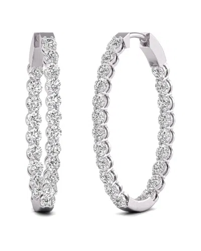 Diana M Lab Grown Diamonds Diana M. Fine Jewelry 14k 7.00 Ct. Tw. Lab Grown Diamond Hoops In Metallic