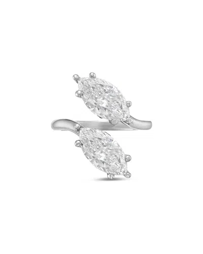 Diana M Lab Grown Diamonds Diana M. Platinum 12.00 Ct. Tw. Two-stone Ring In Silver