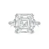 Diana M. Platinum Lab Grown Asscher Cut And Baguette Engagement Ring Featuring 5 Ct Center And 0.50 Cts On Th In White