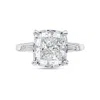 Diana M. Platinum Lab Grown Cushion Cut And Baguette Engagement Ring Featuring 10 Ct Center And 1.00 Cts On T In White