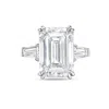 Diana M. Platinum Lab Grown Emerald Cut And Baguette Engagement Ring Featuring 5 Ct Center And 0.50 Cts On Th In White