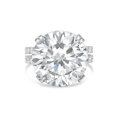 Diana M. Platinum Round Lab Grown Diamond Engagement Ring With 8 Ct Center And 1.50 Ct On The Splitshank In Silver