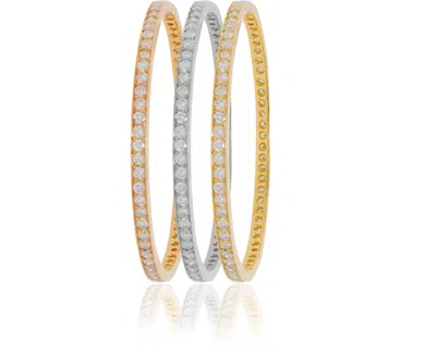 Diana M. Tri-color Set Of White, Yellow, And Rose Gold Bangles In Multi