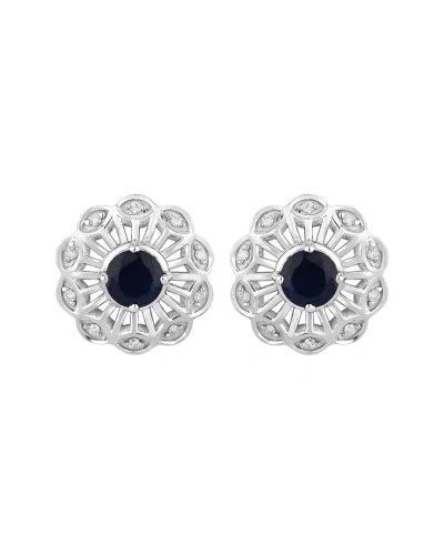 Diana M. Fine Jewelry 14k 0.60 Ct. Tw. Diamond & Sapphire Studs In Metallic