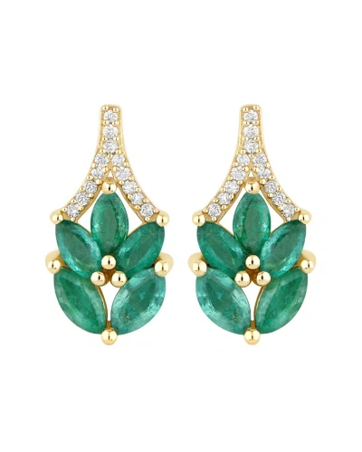 Diana M. Fine Jewelry 14k 0.91 Ct. Tw. Diamond & Emerald Dangle Earrings
