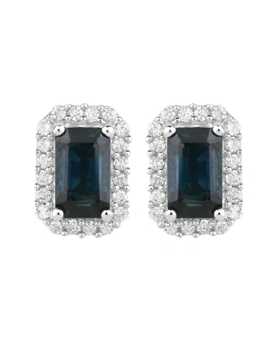 Diana M. Fine Jewelry 14k 0.91 Ct. Tw. Diamond & Sapphire Studs In Metallic
