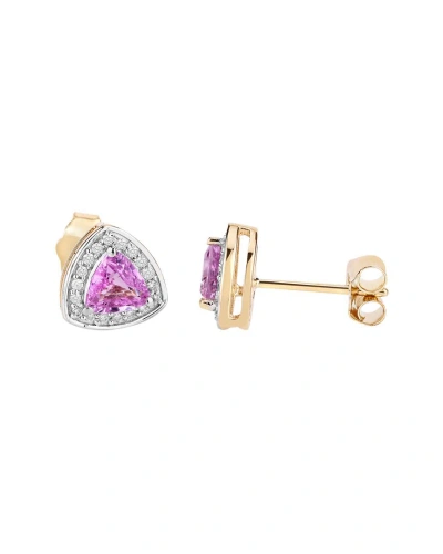 Diana M. Fine Jewelry 14k 1.05 Ct. Tw. Diamond & Pink Sapphire Studs