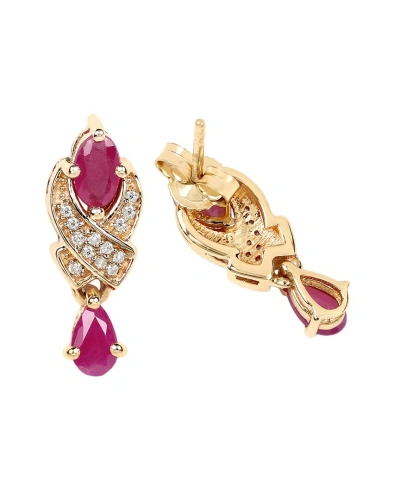 Diana M. Fine Jewelry 14k 1.12 Ct. Tw. Diamond & Ruby Dangle Earrings