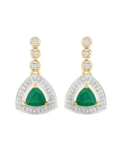 Diana M. Fine Jewelry 14k 1.39 Ct. Tw. Diamond & Emerald Dangle Earrings