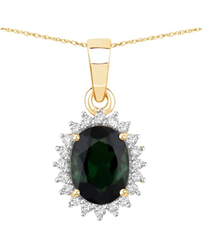 Diana M. Fine Jewelry 14k 1.39 Ct. Tw. Diamond & Green Tourmaline Pendant