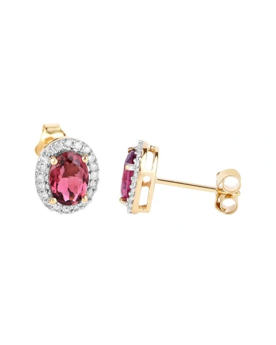 Diana M. Fine Jewelry 14k 1.64 Ct. Tw. Diamond & Pink Tourmaline Studs In Gold