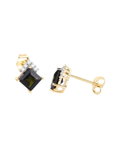 Diana M. Fine Jewelry 14k 1.66 Ct. Tw. Diamond & Green Tourmaline Studs