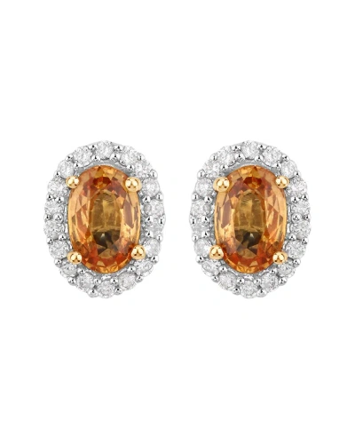 Diana M. Fine Jewelry 14k 1.66 Ct. Tw. Diamond & Orange Sapphire Studs