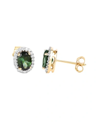 Diana M. Fine Jewelry 14k 1.92 Ct. Tw. Diamond & Green Tourmaline Studs In Gold