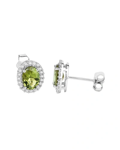 Diana M. Fine Jewelry 14k 1.92 Ct. Tw. Diamond & Green Tourmaline Studs In Metallic