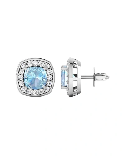 Diana M. Fine Jewelry 14k 1.95 Ct. Tw. Diamond & Aquamarine Studs In Metallic