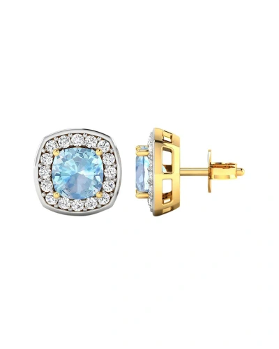 Diana M. Fine Jewelry 14k 1.95 Ct. Tw. Diamond & Aquamarine Studs