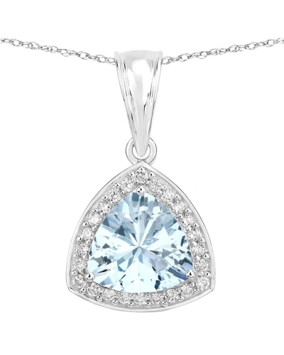 Diana M. Fine Jewelry 14k 2.24 Ct. Tw. Diamond & Aquamarine Pendant